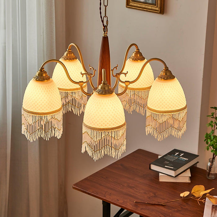 Mesh Tassel Glass Chandelier.