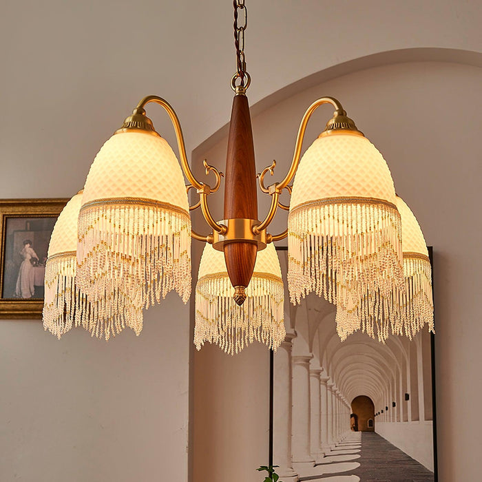 Mesh Tassel Glass Chandelier.