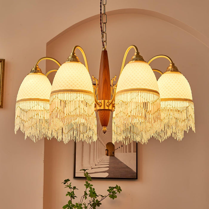 Mesh Tassel Glass Chandelier.