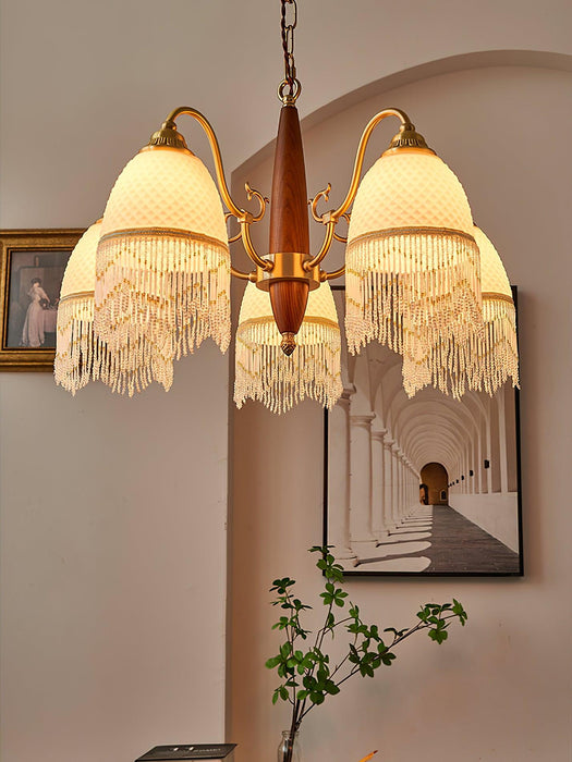 Mesh Tassel Glass Chandelier.