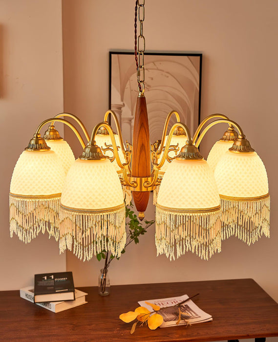 Mesh Tassel Glass Chandelier.