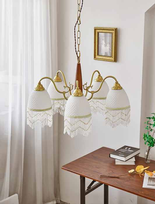 Mesh Tassel Glass Chandelier.