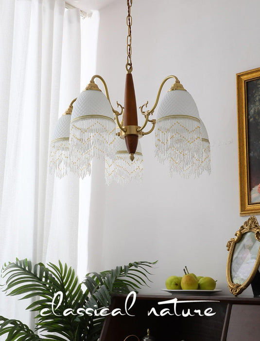 Mesh Tassel Glass Chandelier.