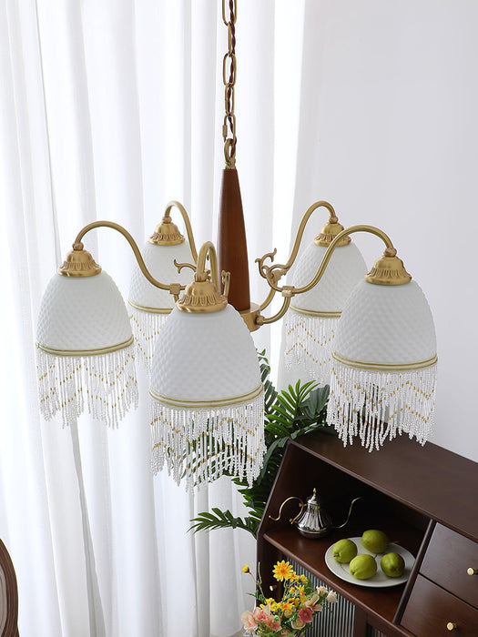 Mesh Tassel Glass Chandelier.