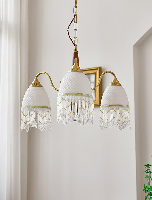 Mesh Tassel Glass Chandelier.