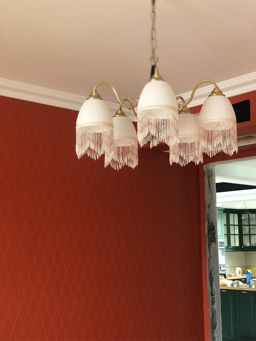 Mesh Tassel Glass Chandelier.