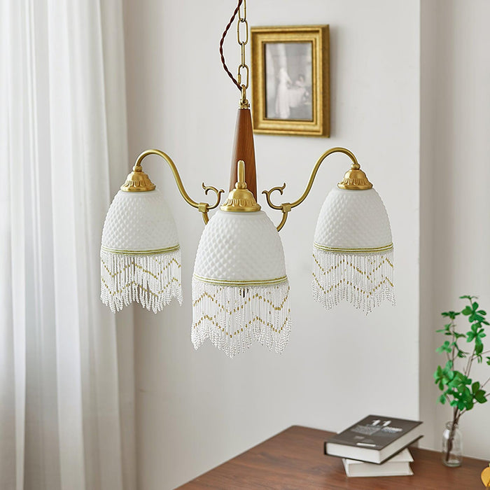 Mesh Tassel Glass Chandelier.