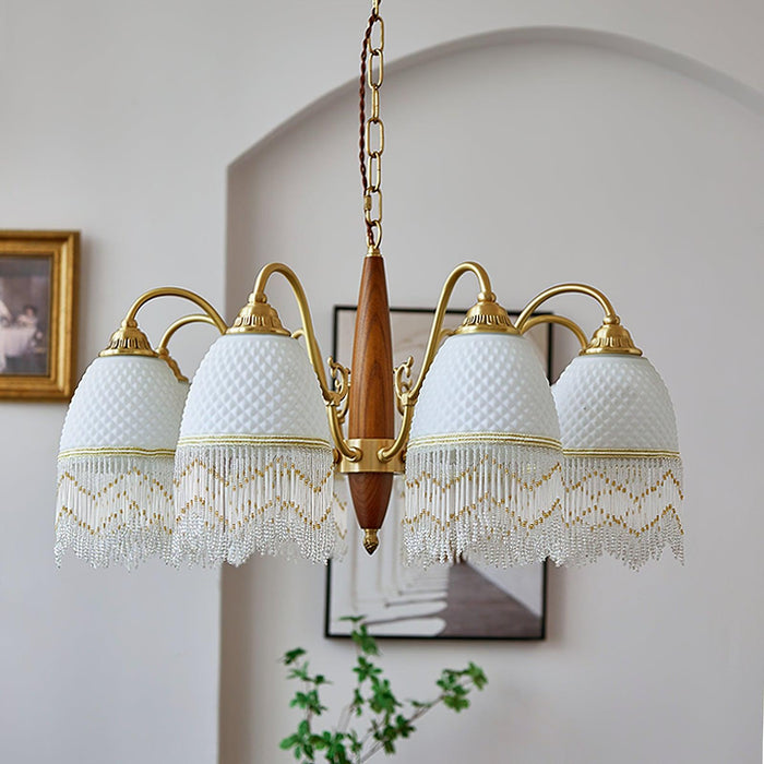 Mesh Tassel Glass Chandelier.