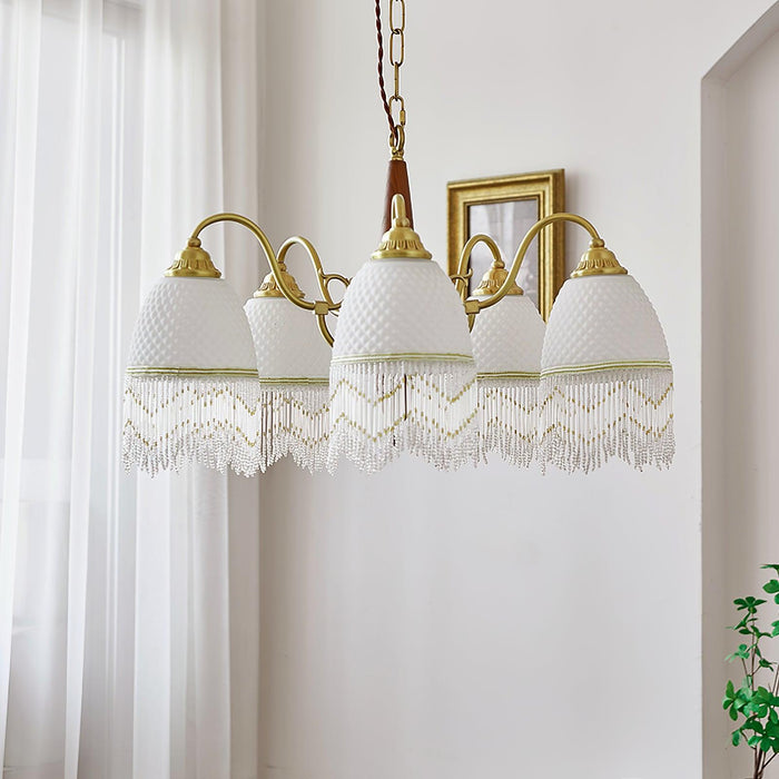 Mesh Tassel Glass Chandelier.