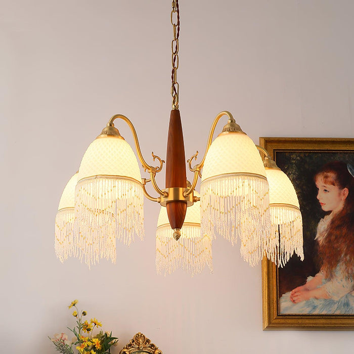 Mesh Tassel Glass Chandelier.