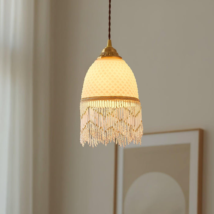Mesh Tassel Glass Pendant Light-DWHOME