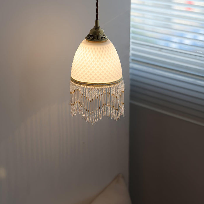 Mesh Tassel Glass Pendant Light.