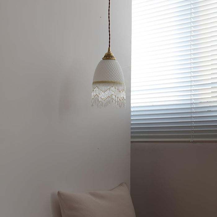 Mesh Tassel Glass Pendant Light.