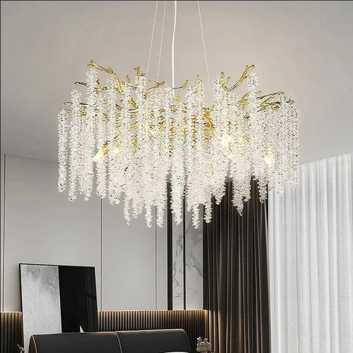 Mia Luxury Round Branch Crystal Ceiling Chandelier.