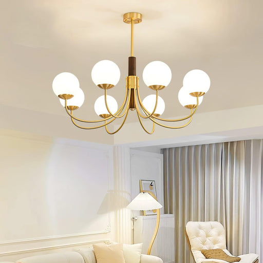 Midas Touch Walnut Sphere Chandelier.