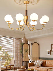 Midas Touch Walnut Sphere Chandelier-DWHOME