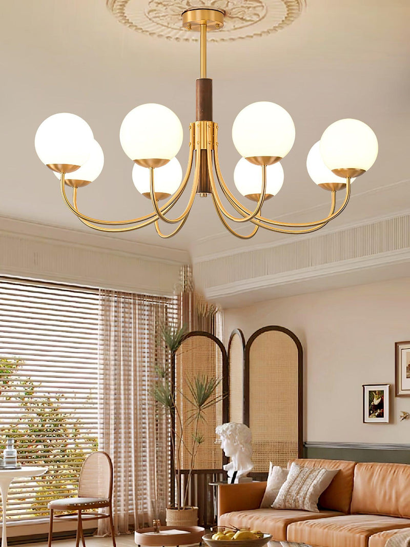 Midas Touch Walnut Sphere Chandelier-DWHOME