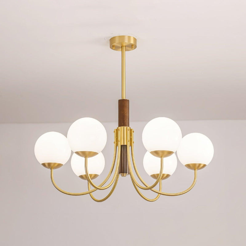 Midas Touch Walnut Sphere Chandelier-DWHOME