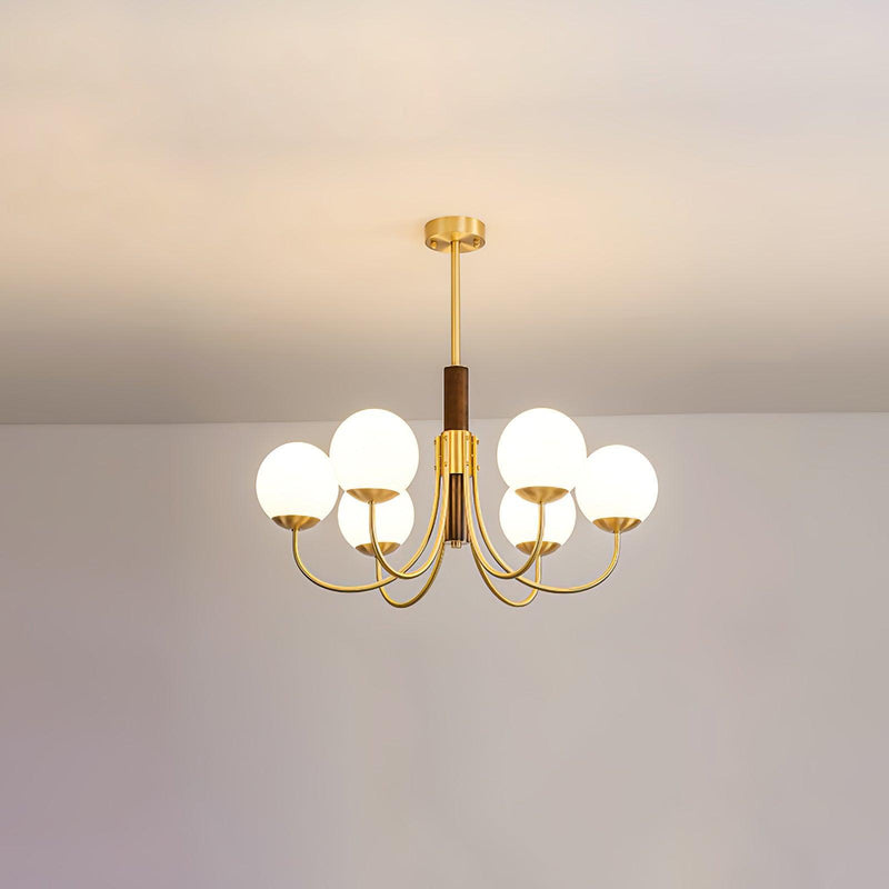 Midas Touch Walnut Sphere Chandelier-DWHOME