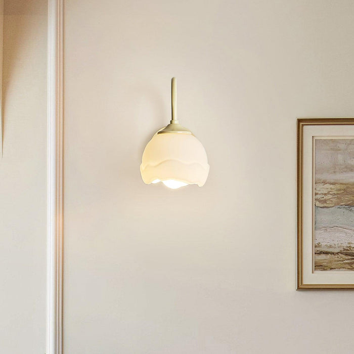 Milk White Floral Wall Lamp-DWHOME