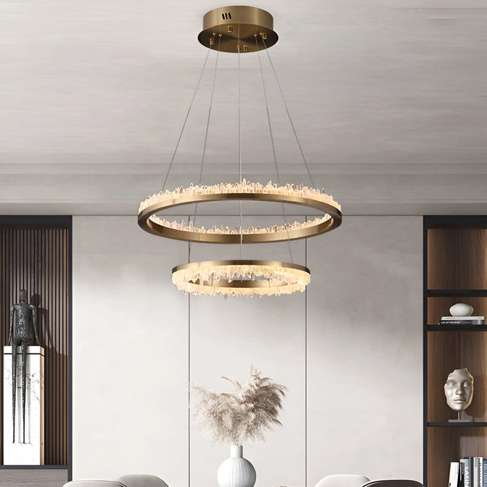 Minimalistic Crystal Quartz LED Chandelier-DWHOME