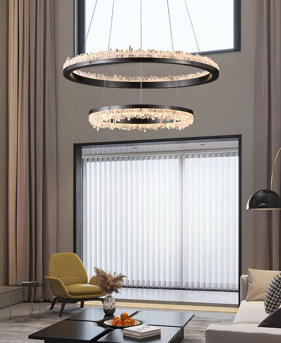 Minimalistic Crystal Quartz LED Chandelier-DWHOME
