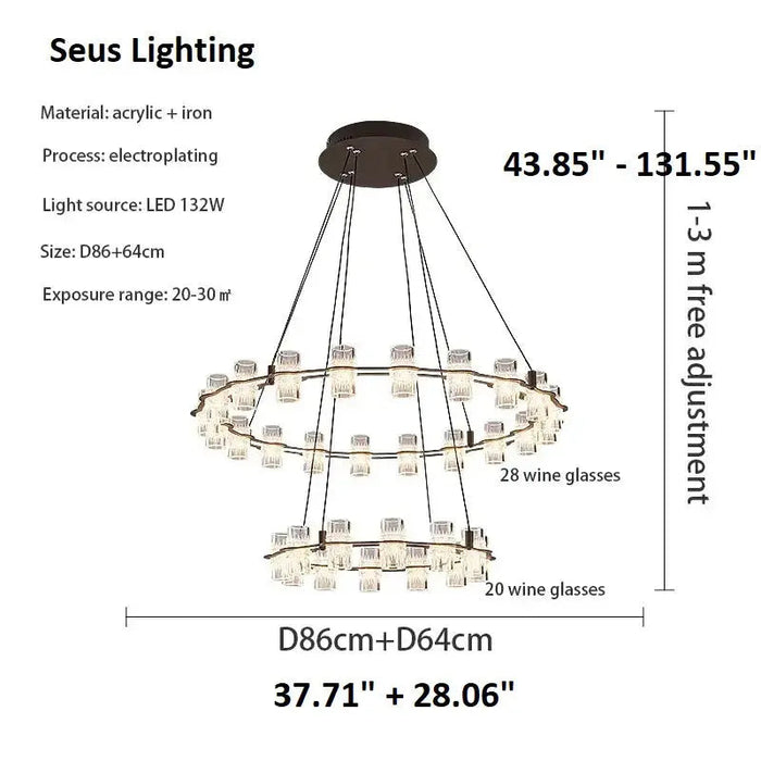 Misty 2-Layer Ring Modern Retro Chandelier.