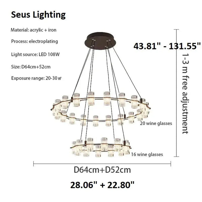 Misty 2-Layer Ring Modern Retro Chandelier.