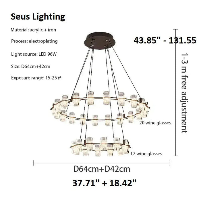 Misty 2-Layer Ring Modern Retro Chandelier.