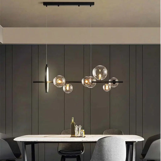 Modern Black Glass Chandelier.