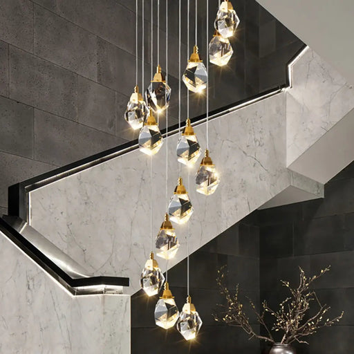 Modern Crystal Chandelier for High Ceiling Living Room.