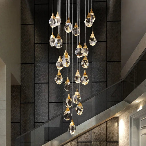 Modern Crystal Chandelier for High Ceiling Living Room.