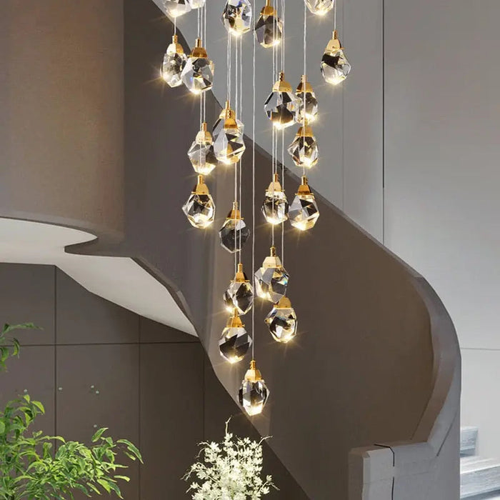 Modern Crystal Chandelier for High Ceiling Living Room.