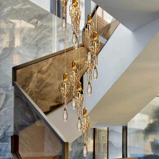 Modern Crystal  Glass Drops Chandelier for Staircase.