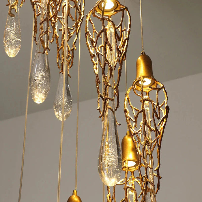 Modern Crystal  Glass Drops Chandelier for Staircase.