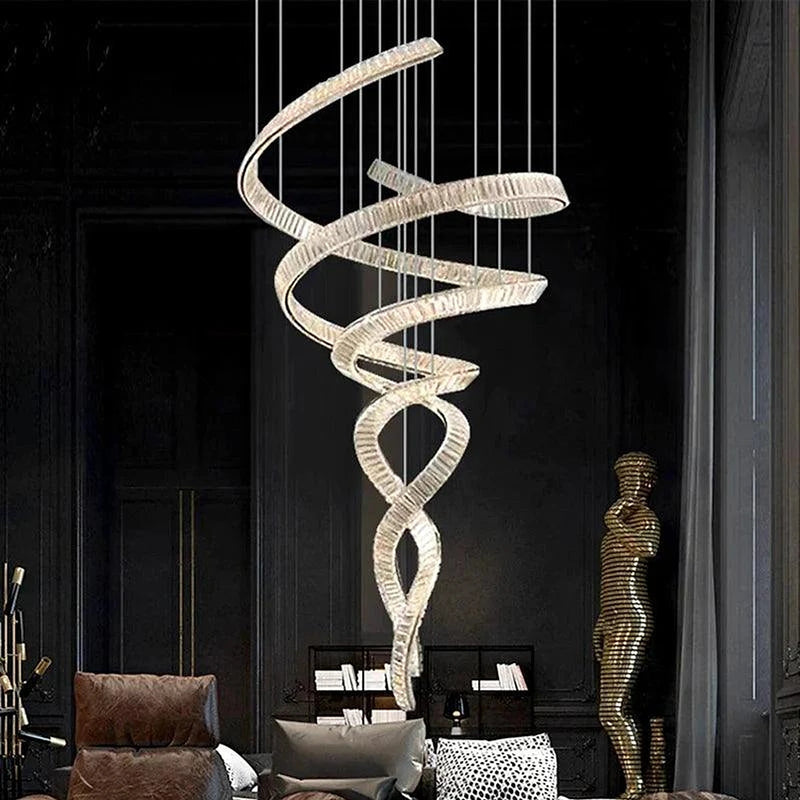 Modern Crystal Light Fixture for Staircase & Foyer & High Ceiling-DWHOME