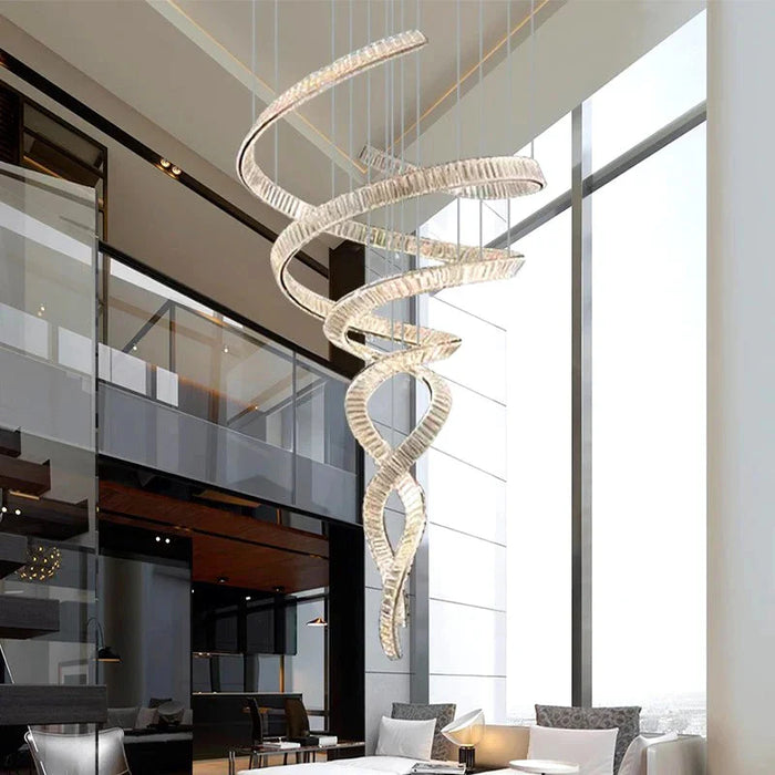 Modern Crystal Light Fixture for Staircase & Foyer & High Ceiling.