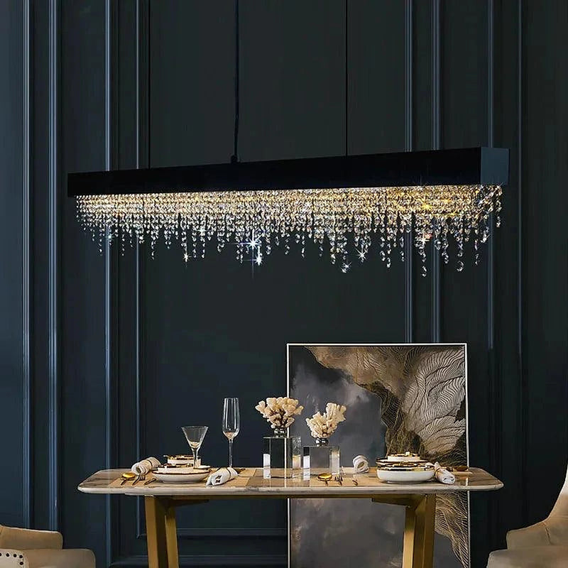 Modern Crystal Rectangular Dining Table Chandelier-DWHOME