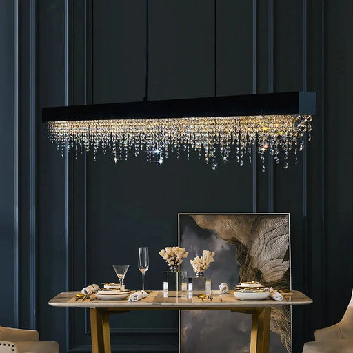 Modern Crystal Rectangular Dining Table Chandelier.