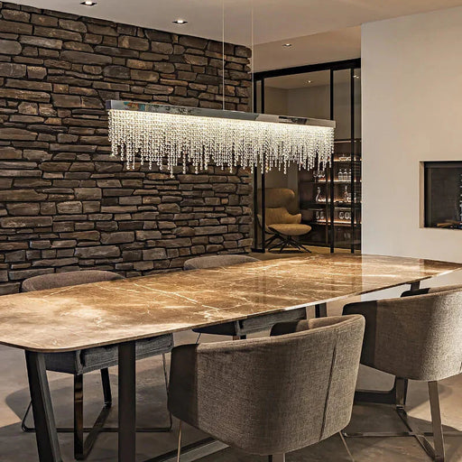 Modern Crystal Rectangular Dining Table Chandelier.