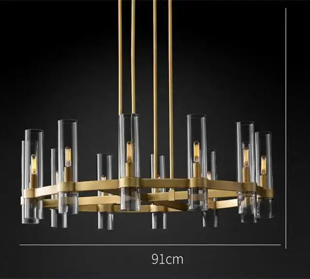 American Modern Metal Chandelier Gold & Black & Chrome.