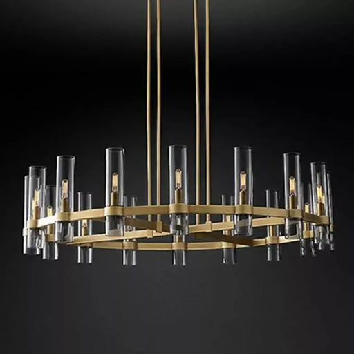 American Modern Metal Chandelier Gold & Black & Chrome.