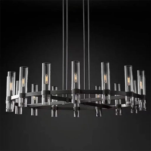 American Modern Metal Chandelier Gold & Black & Chrome.