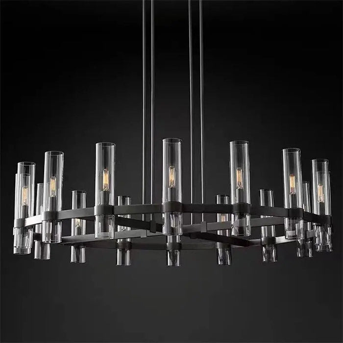 American Modern Metal Chandelier Gold & Black & Chrome.