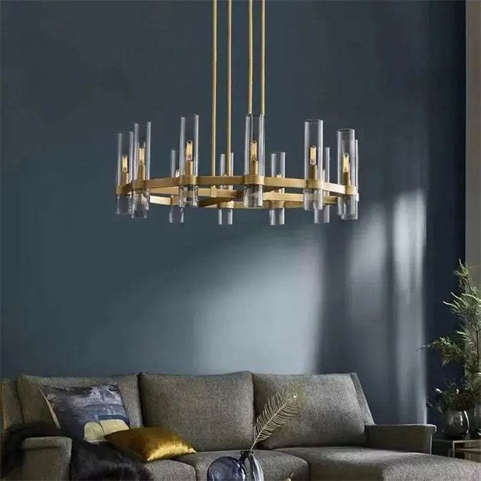 American Modern Metal Chandelier Gold & Black & Chrome.