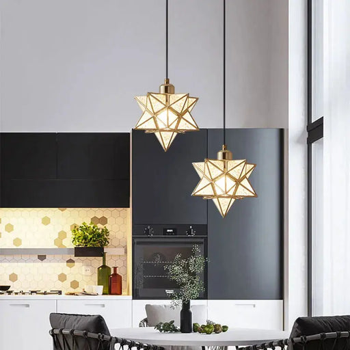 Modern Moravian Star Chandelier.