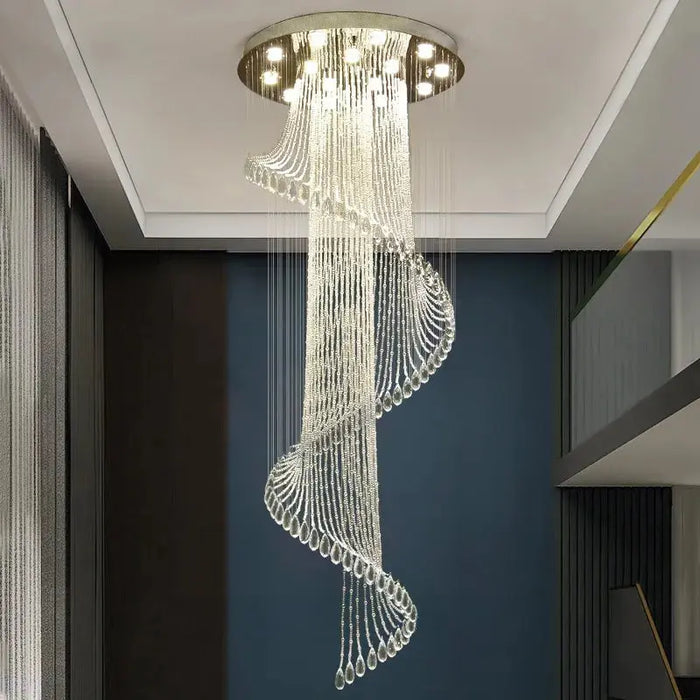 Modern Spiral Crystal Staircace Ceiling Chandelier.