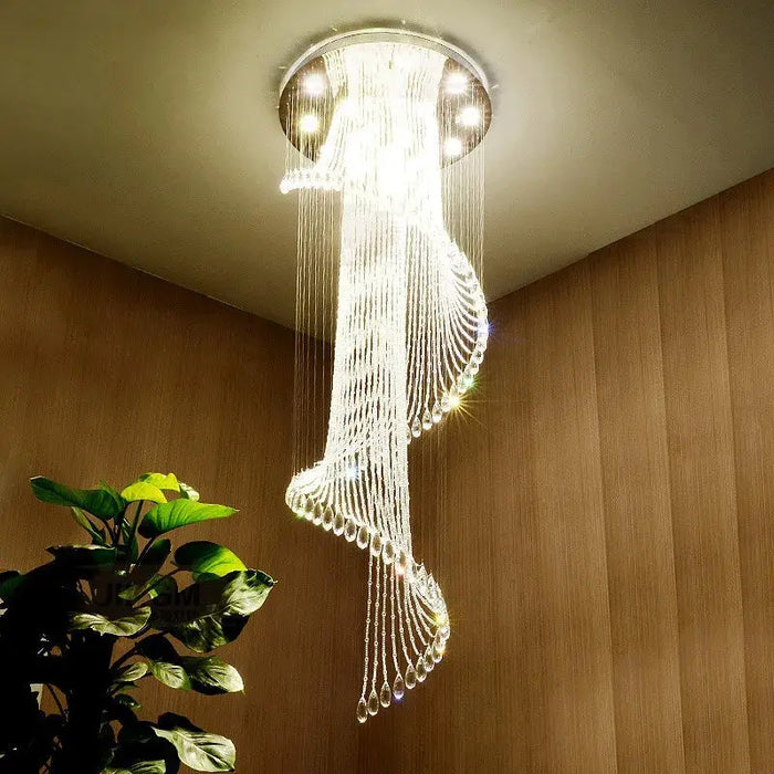 Modern Spiral Crystal Staircace Ceiling Chandelier.