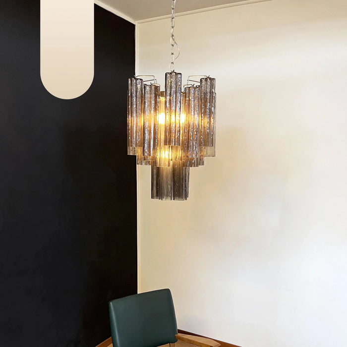 Fantastic Smoked Murano Glass Tube Chandelier-DWHOME