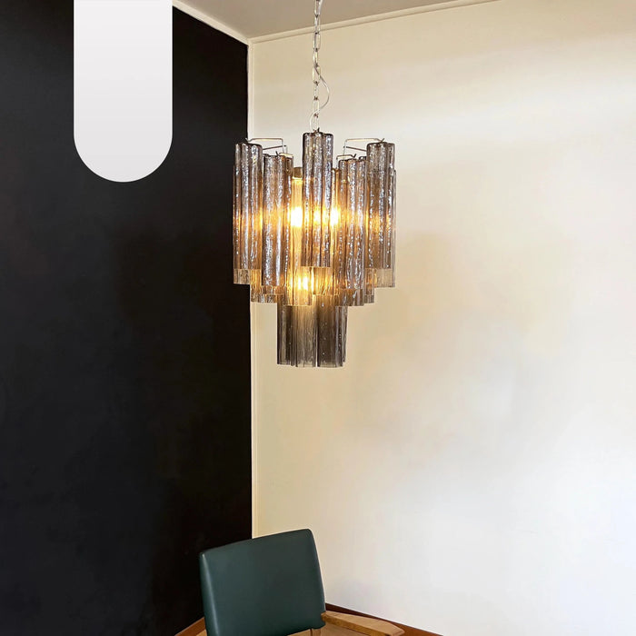 Fantastic Smoked Murano Glass Tube Chandelier-DWHOME